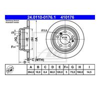 ATE 2X Disco Freno Posteriore 2840 Completo Per BMW 7 Serie E23 24.0110-0176.1