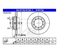 ATE 2X Disco Freno Posteriore 2840 Completo Per Ford Transit 24.0116-0134.1