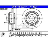 ATE 2x Disco Freno Posteriore Ø288 MM Pieno per Opel Insignia B Caravan Z18 2.0