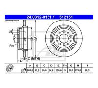 Disco freno ATE Power Disc 24.0312-0151.1, 1 Pezzo