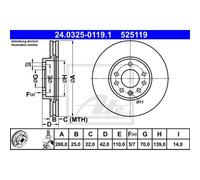 ATE 2X Disco Freno Posteriore 2880 Ventilato Per Opel Vectra B J96 31_ 38_