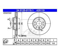 ATE 2X Disco Freno Posteriore 2880 Ventilato Per Opel Vectra B J96 31_ Saab