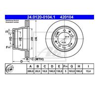 ATE 2X Disco Freno Posteriore 2890 Ventilato Per Porsche 944 24.0120-0104.1