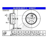ATE 2X Disco Freno Posteriore 2900 Completo Per Mercedes-Benz Classe C W203