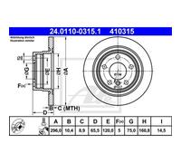 ATE 2x Disco Freno Posteriore 2960 Pieno per BMW 1er E81 E87 3er E90