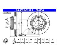 ATE 2X Disco Freno Posteriore 2980 Ventilato Per BMW 5 Serie E39 24.0320-0154.1