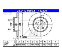 ATE 2x Disco Freno Posteriore Ø300 MM per Mercedes-Benz Modello T S205