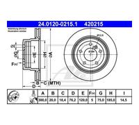 ATE 2x Disco Freno Posteriore 3000 Ventilato per BMW 1er Coupé E82 E88