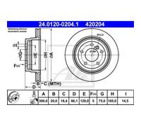 ATE 2X Disco Freno Posteriore 3000 Ventilato Per BMW 3 Serie Touring E91 X1 E84