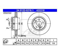 ATE 2X Disco Freno Posteriore 3000 Ventilato Per Mercedes-Benz SL R129