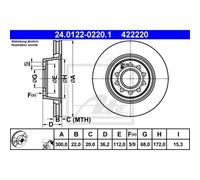 ATE 2X Disco Freno Posteriore Ø300Mm Ventilato Per Audi A4 Avant 8E5 B6 8ED B7