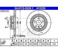 ATE 2X Disco Freno Posteriore Ø302 Mm Voll Per Volvo XC60 II 246 2.0 D4 V60 225