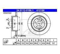 ATE 2X Disco Freno Posteriore 3020 Completo Per Land Rover Freelander 2 FA_ LF_