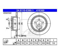 ATE 2X Disco Freno Posteriore 3020 Completo Per Mitsubishi ASX GA_W_ Outlander