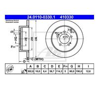 Disco freno ATE 24.0110-0330.1 posteriore, completo, 1 pezzo