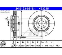 ATE 2x Disco Freno Posteriore Ø315 MM Ventilato per Opel Insignia - B Caravan