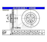 Disco freno ATE 24.0120-0246.1 posteriore, ventilato, 1 Pezzo