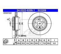 ATE 2x Disco Freno Posteriore 3200 Ventilato per BMW 3er Cabriolet E46