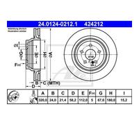 ATE 2X Disco Freno Posteriore 3200 Ventilato Per Mercedes-Benz S-Class W221