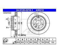 ATE 2X Disco Freno Posteriore 3250 Ventilato Per Land Rover Discovery III