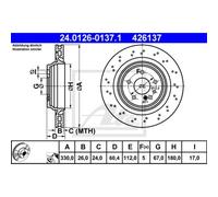 ATE 2X Disco Freno Posteriore 3300 Forato/Interno Per Mercedes-Benz