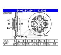 ATE 2X Disco Freno Posteriore Ø345 Mm Per Mercedes-Benz GL-Klasse X166 GLE Coupe