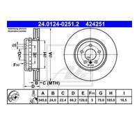 ATE 2X Disco Freno Posteriore 3450 Ventilato Per BMW 3 Serie Touring F31 4 Gran