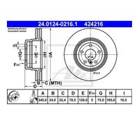 ATE 2X Disco Freno Posteriore 3450 Ventilato Per BMW X5 F15 F85 E70 X6 E71
