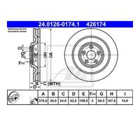 ATE 2X Disco Freno Posteriore 3760 Ventilato Per Jaguar XK Cabriolet _J43_