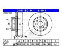 ATE 24.0118-0144.1 - Disco freno singolo anteriore ventilato 418144