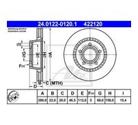 ATE 2x Disco Frontale 2800 Ventilato per Audi 100 44 44Q C3 24.0122-0120.1
