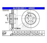 ATE 2x Disco Frontale 3030 Ventilato per VW Amarok 2H_S1B 2HA 24.0128-0251.1