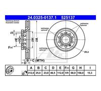 Disco freno ATE Power Disc 24.0325-0137.1, 1 Pezzo