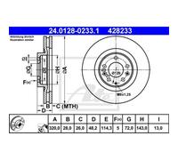 Disco freno ATE 24.0128-0233.1 anteriore, ventilato, 1 Pezzo
