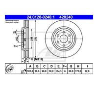 ATE 2x Disco Frontale 3200 Ventilato per Nissan NP300 Navara 24.0128-0240.1