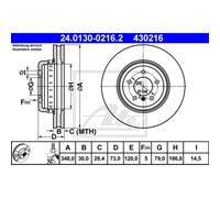 Disco freno ATE 24.0130-0216.2 anteriore, ventilato, altamente carbonizzato, 1 Pezzo