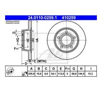 ATE 2x Disco Posteriore 2550 Pieno per Audi A6 Avant 4B C5 4B5 24.0110-0259.1