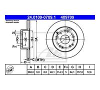 ATE 2x Disco Posteriore 2600 Pieno per Honda Accord VI Coupé CG 24.0109-0709.1