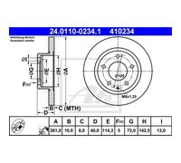 ATE 2x Disco Posteriore 2610 Pieno per Mazda Premacy CP 626 V 24.0110-0234.1