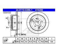 Disco freno ATE 24.0110-0286.1 posteriore, pieno, 1 Pezzo