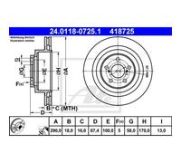ATE 2x Disco Posteriore 2900 Ventilato per Subaru Outback Bl Bp 24.0118-0725.1