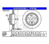 ATE 2x Disco Posteriore 2940 Ventilato per BMW 3er Touring E46 24.0319-0108.1