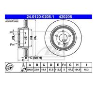 ATE 2x Disco Posteriore Ø300mm Ventilato per Mercedes Modello T S204