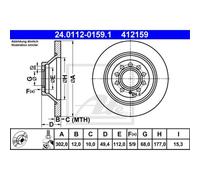 ATE 2x Disco Posteriore 3020 Pieno per Audi A6 Avant 4F5 C6 4F2 24.0112-0159.1