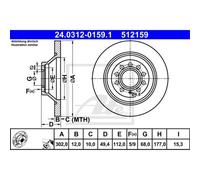ATE 2x Disco Posteriore 3020 Pieno per Audi A6 Avant 4F5 C6 4F2 24.0312-0159.1
