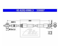 Ate Bremsschlauch Bremsleitung Davanti Per Audi TT Roadster A3 83.6252-0560.3