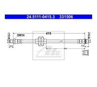 Ate Bremsschlauch Bremsleitung Davanti Per Dacia Duster Kasten 24.5111-0415.3