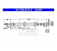 Ate Bremsschlauch Bremsleitung Davanti Per VW Touareg Cayenne 83.7769-0713.3