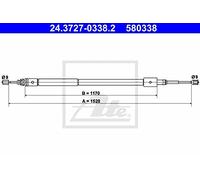 ATE Cavo comando, Freno stazionamento 24.3727-0338.2 | Compatibile con: CITROËN XSARA Break