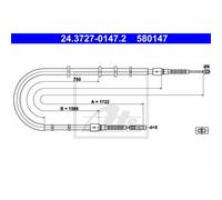 ATE Cavo Del Freno a Mano Posteriore Adatto per Audi 80 8C B4 24.3727-0147.2